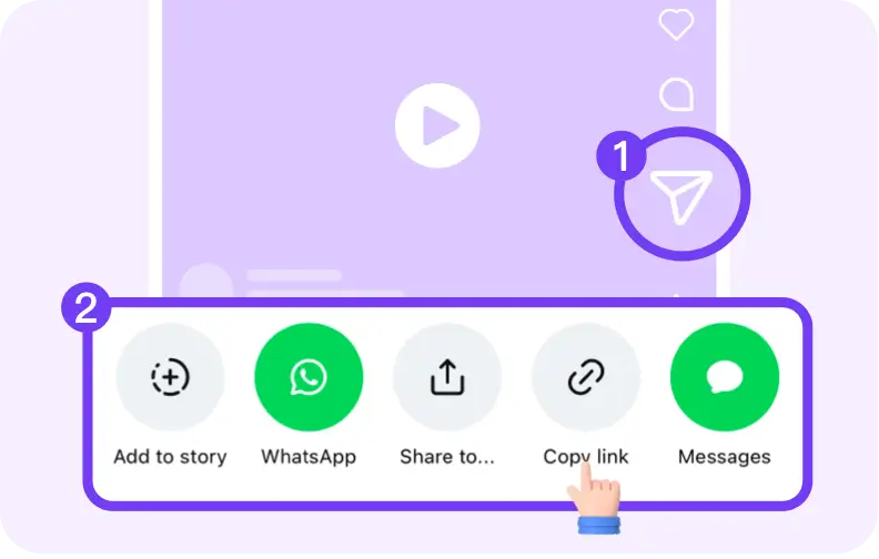 Step 2: Tap Share icon and choose Copy Link in Instagram